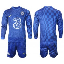 Camisola Chelsea Criança Equipamento Primeiro 2021-2022 Manga Comprida